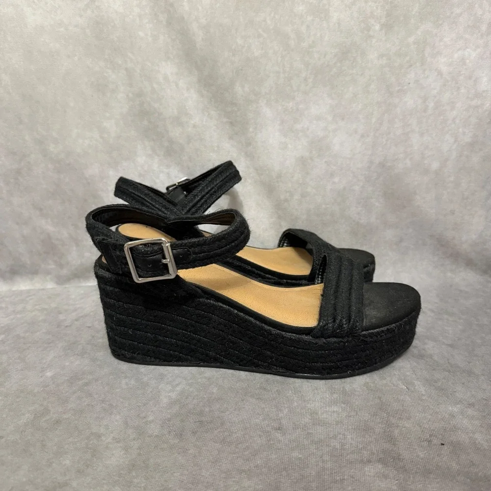 Torrid Espadrille Wedge Sandals Womens 10.5WW Black Excellent Platform Boho